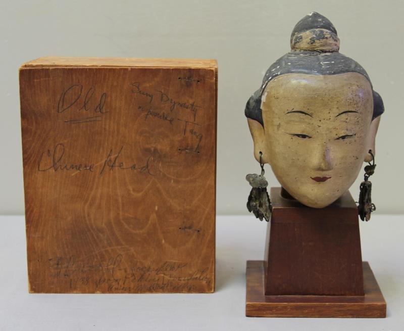 Antique Asian Head on Stand. (1 of 10)