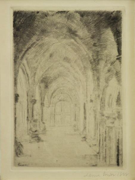 ENSOR, James. 1888 Etching "La Crypte". (1 of 5)