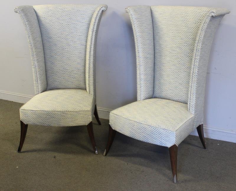 Modern Pair Taylor Llorente Highback Wing Chairs. (1 of 5)