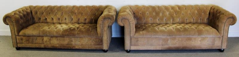 Pair of Vintage Suede Chesterfield Sofas. (1 of 3)