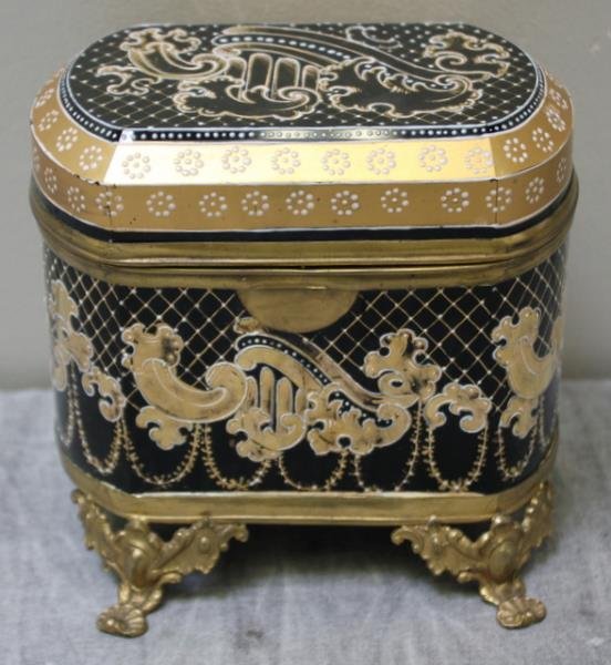 Vintage Amethyst Colored Glass Vanity Box with (1 of 9)