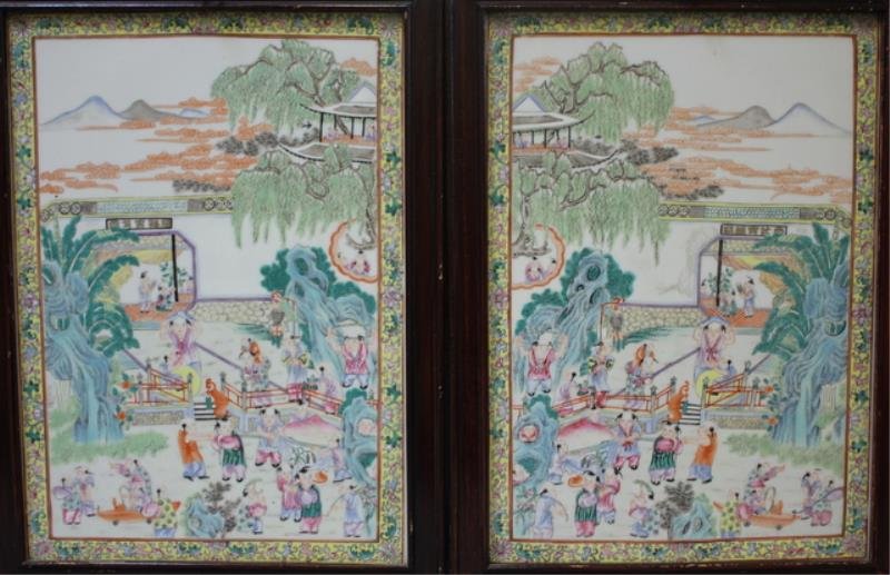 Pair of Vintage Framed Chinese Porcelain Plaques. (1 of 10)
