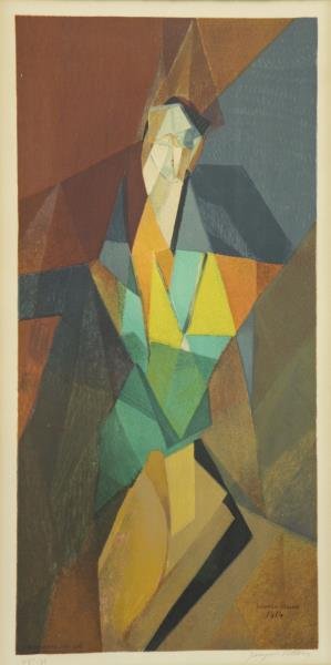 After Jacques Villon. Lithograph "Femme Cubiste".: Printed in1962 by Henri Deschamps after the 1914 work. Pencil signed by Jacque Villon lower right and numbered 48/175 lower left. From a Manhattan, NYC estate. Dimensions: Image - 22.75' high x 10.75"