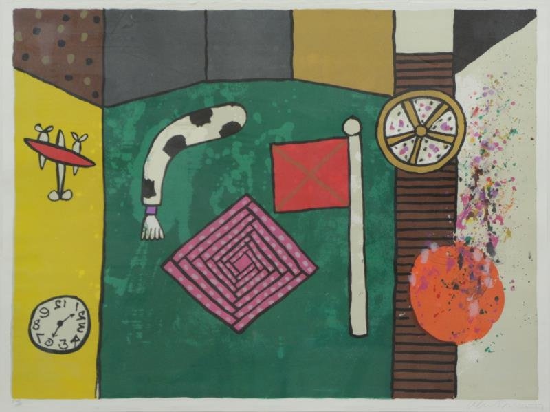 DAVIE, Alan. 1977 Untitled Lithograph.: Pencil signed and dated lower right, numbered 248/500 lower left. Alan Davie (British, 1920–2014). From a Larchmont, NY home. Dimensions: Image - 21.25" high x 29.25" wide. Condition: Good, framed b