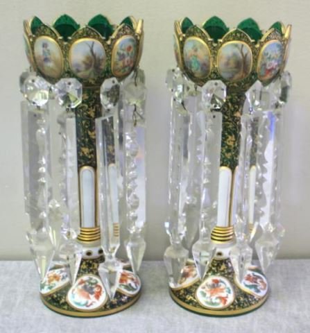 Pair of Antique Bohemian Glass Lusters. (1 of 7)