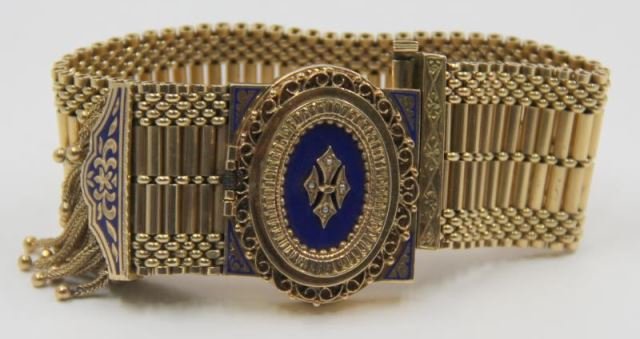 JEWELRY. 14kt Albion Watch with Enamel Decoration. (1 of 7)
