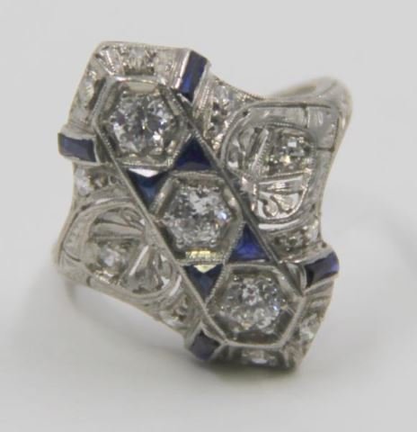 JEWELRY. Antique 3 Stone Diamond and Sapphire (1 of 4)