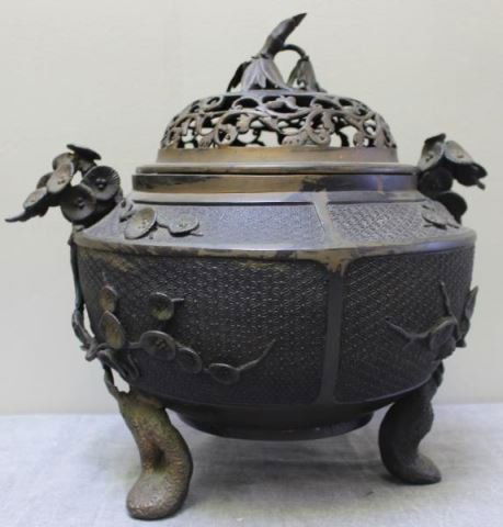 Asian Bronze Lidded & Footed Censor. (1 of 6)