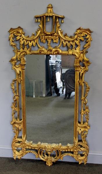 Carved And Giltwood Pagoda Style Mirror . (1 of 4)