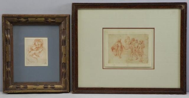 Two 18th/19th C. Red Chalk Figural Drawings. (1 of 8)