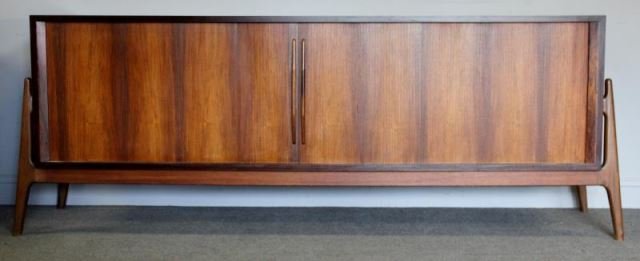 Midcentury Rosewood Tambour Floating Sideboard. (1 of 8)