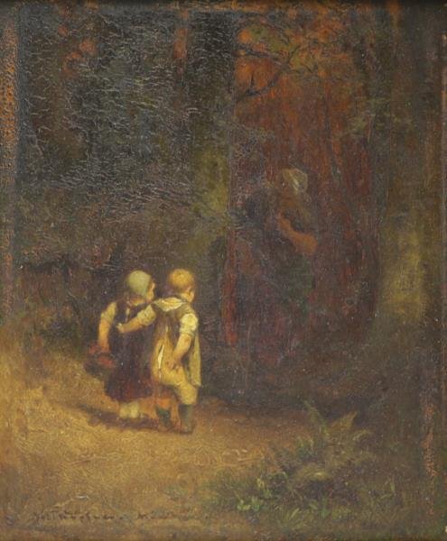 WOPFNER, Joseph. Oil on Panel "Hansel and Gretel". (1 of 8)