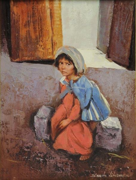 LIBERMAN, Sandu. Oil on Canvas. Peasant Girl. (1 of 5)