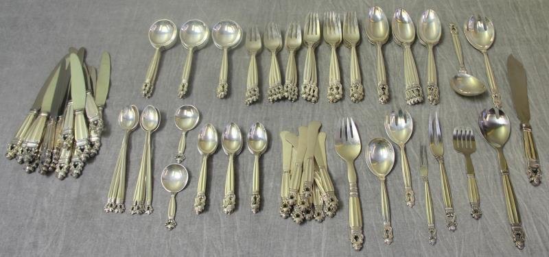 STERLING. Georg Jensen Acorn Flatware Set. (1 of 3)
