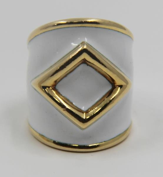 JEWELRY. David Webb 18kt and Enamel Ring. (1 of 5)