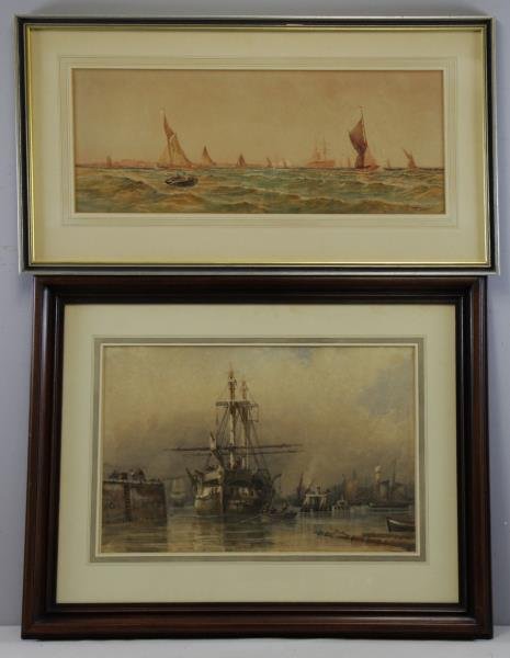 Two Late 19th C. Marine Watercolors. (1 of 6)