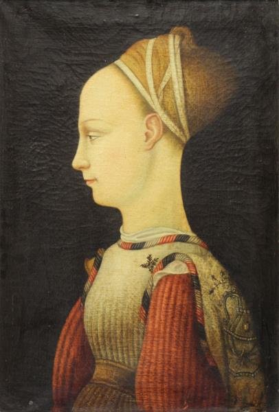 After PISANELLO. 19th C. Oil on Canvas. Portrait (1 of 7)