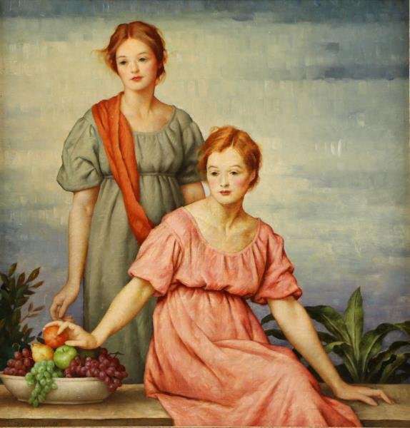 VAILLANT, Louis David. Oil on Canvas. "Sisters (1 of 8)