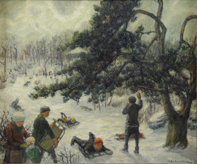 SCHNAKENBERG, Henry. Oil on Canvas "The Sleighing (1 of 8)