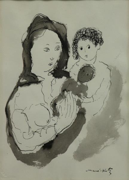 KATZ, Mane. Ink on Paper. Mother and Child. (1 of 5)