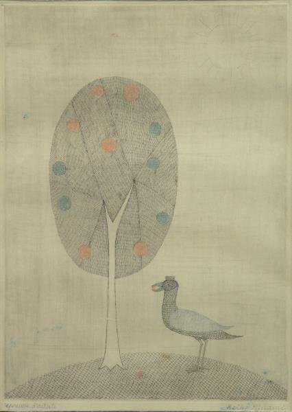 MINAMI, Keiko. Etching. Bird and Tree. (1 of 6)