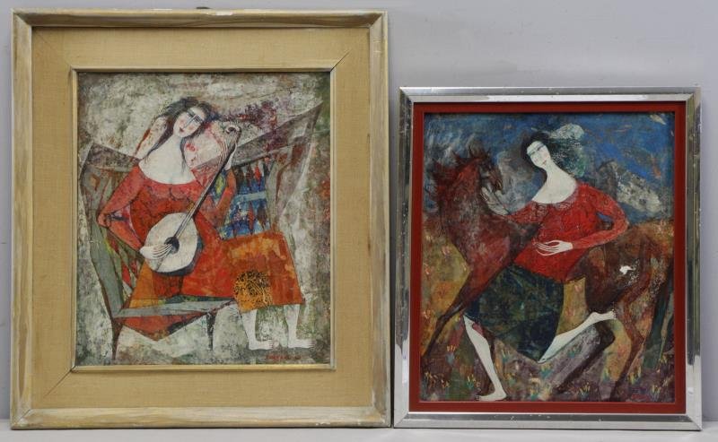 SPAZZALI, Luciano. Two Oils on Masonite. (1 of 7)