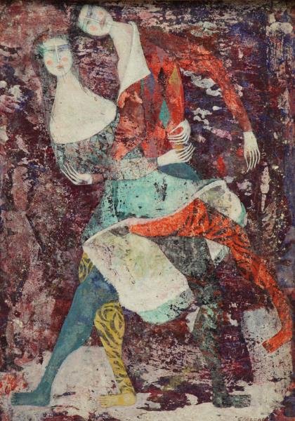 SPAZZALI, Luciano. Oil on Masonite "Ballerini" (1 of 7)