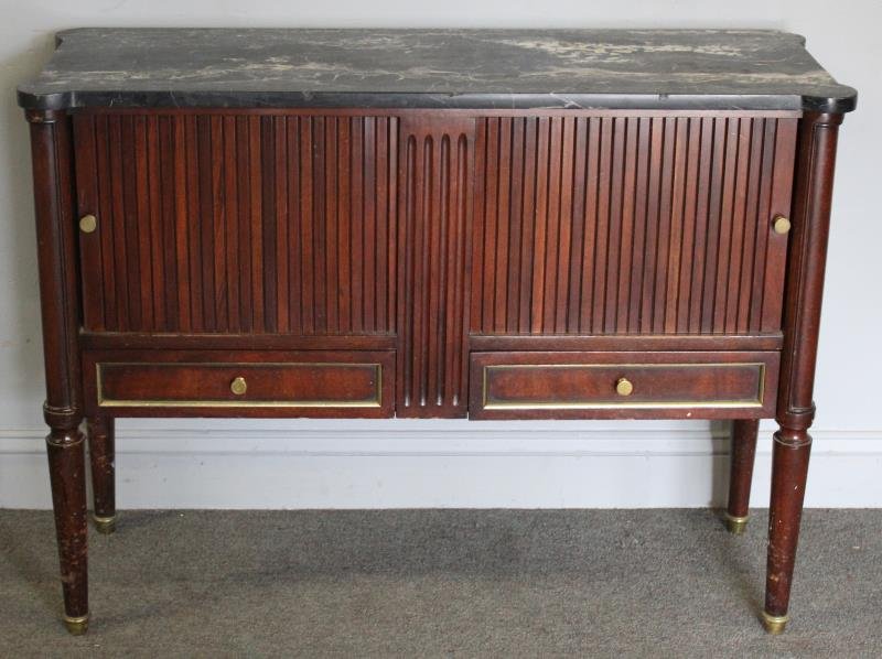 Louis Philippe Style Marble Top & Tambour Front (1 of 4)
