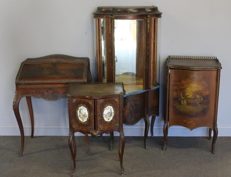 Lot Of 4 Pieces Of Paint Decorated Louis XV (1 of 10)