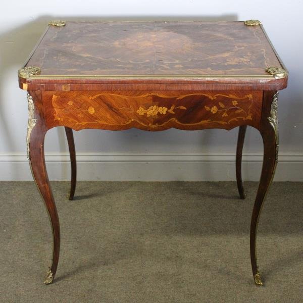 Marquetry Inlaid and Bronze Mounted Game Table. (1 of 4)