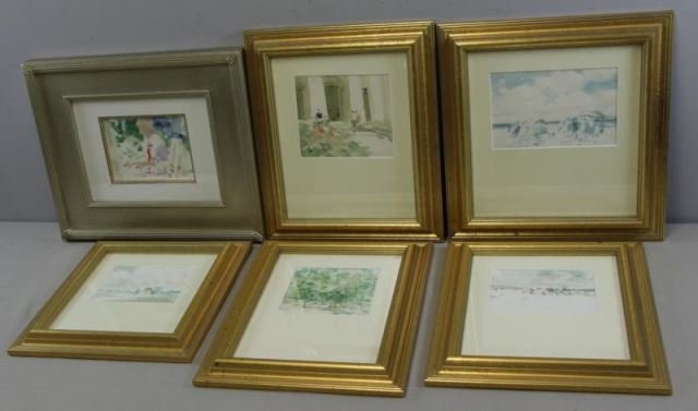 GISSON, Andre. Lot of 6 Small Watercolors. (1 of 8)