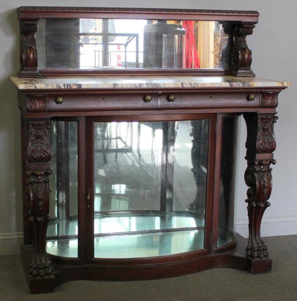 Highly Carved, Possibly Horner Marble Top Vitrine (1 of 7)