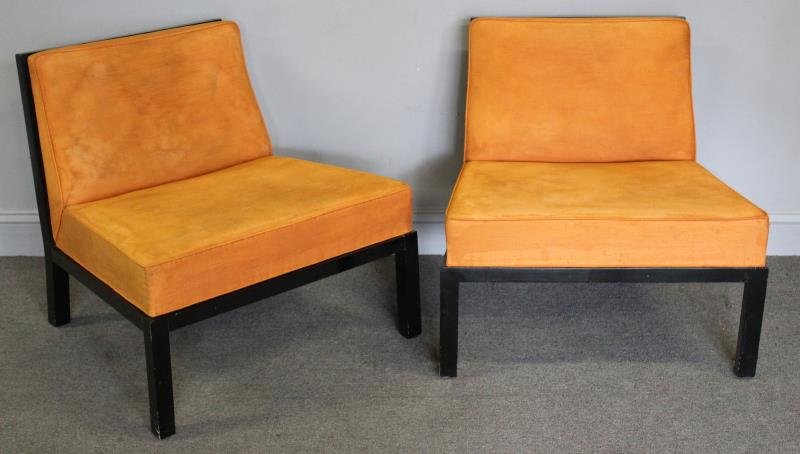 Midcentury Pair of Dunbar Style Slipper Chairs. (1 of 5)