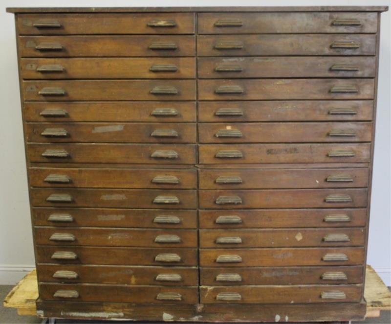 Antique Wood Multi Drawer File Cabinet (1 of 6)