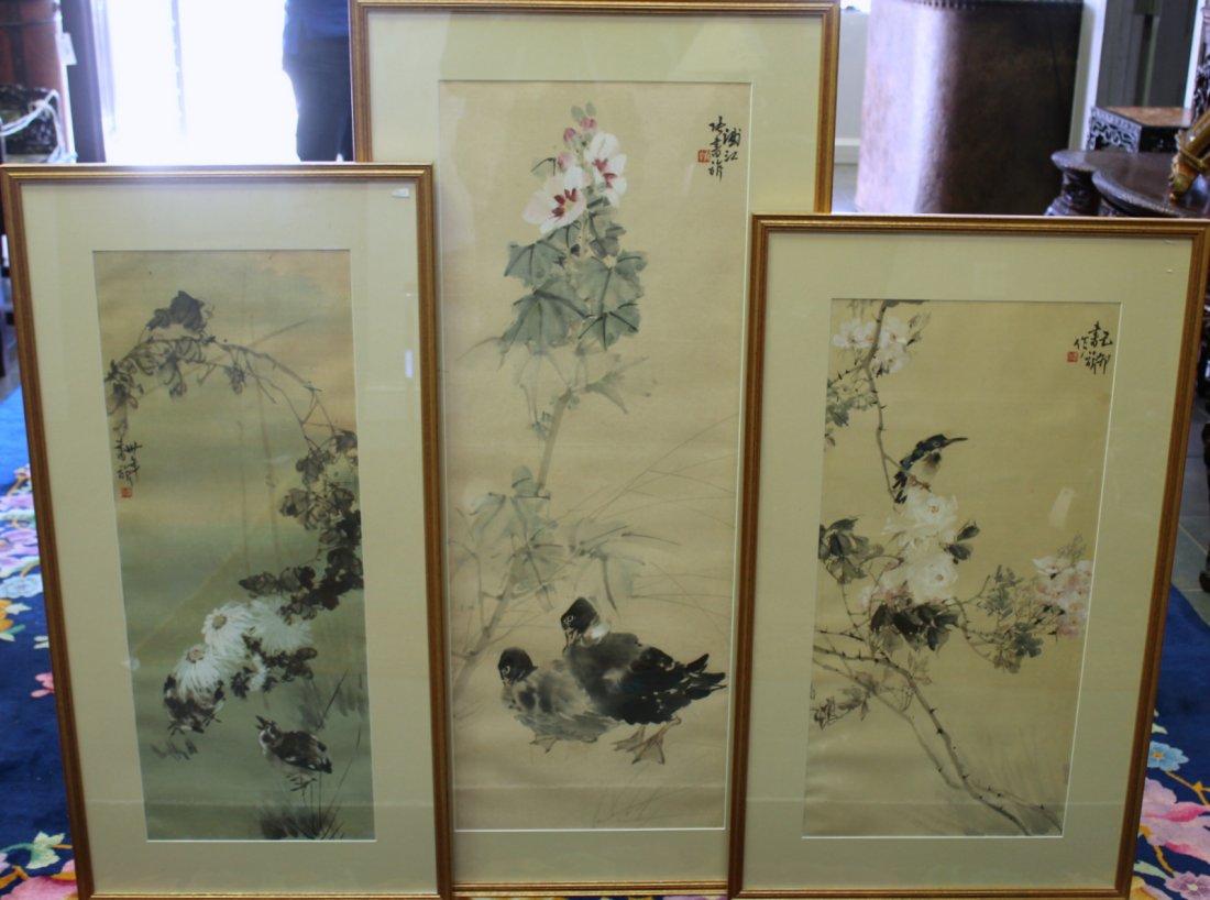 Lot of 3 Signed Asian Watercolors. (1 of 10)