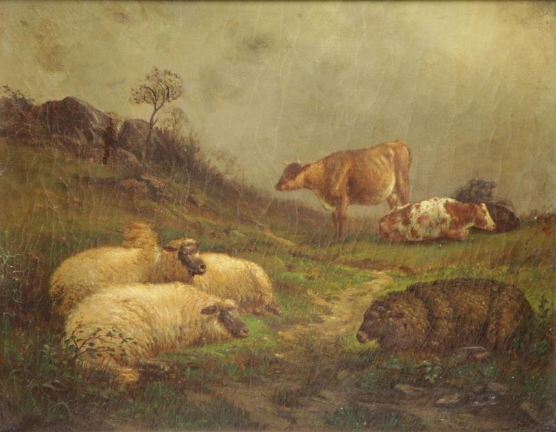 WIGGINS, J. Carleton. Oil on Canvas. Sheep and (1 of 7)