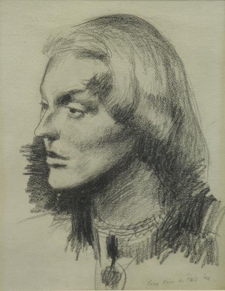 DU BOIS, Guy. Pencil on Paper. 1948 Portrait of a: Woman. Signed and dated lower right. Ex-Christie's with label verso. Guy Du Bois (American, 1884 - 1958). From a Larchmont, NY location. Dimensions: Sight - 14" high x 11" wide. Condition: Good, frame