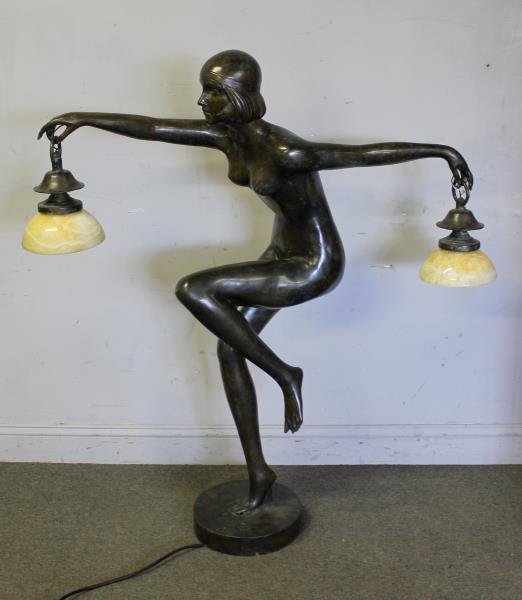 Large Bronze Sculpture / Lamp with Alabaster (1 of 10)