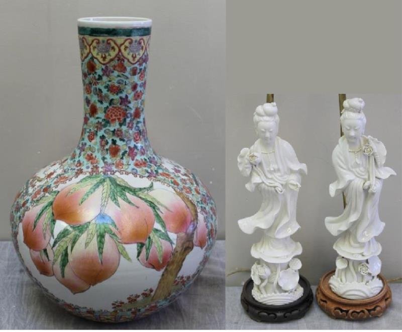 Pair of Blanc De Chine Figural Lamps. (1 of 10)