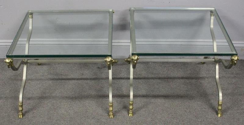 Pair of Neoclassical Style Steel & Brass End (1 of 4)