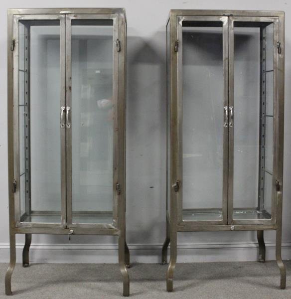 Pair of Vintage Polished Steel Vitrines. (1 of 4)