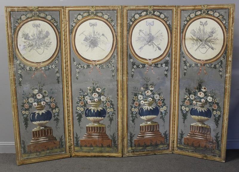 4 Panel Decorative Painted Screen with Canvas (1 of 10)