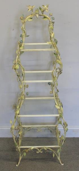 Vintage Tole Painted Foliate Decorated Etagere. (1 of 6)