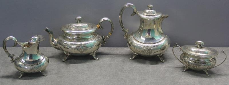 SILVER. 4 Piece .800 Silver Tea Set. (1 of 7)