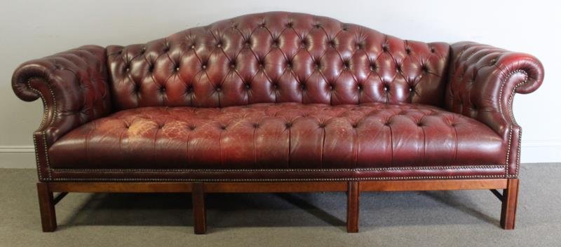 Leather Wing Arm Chesterfield Style Sofa (1 of 6)