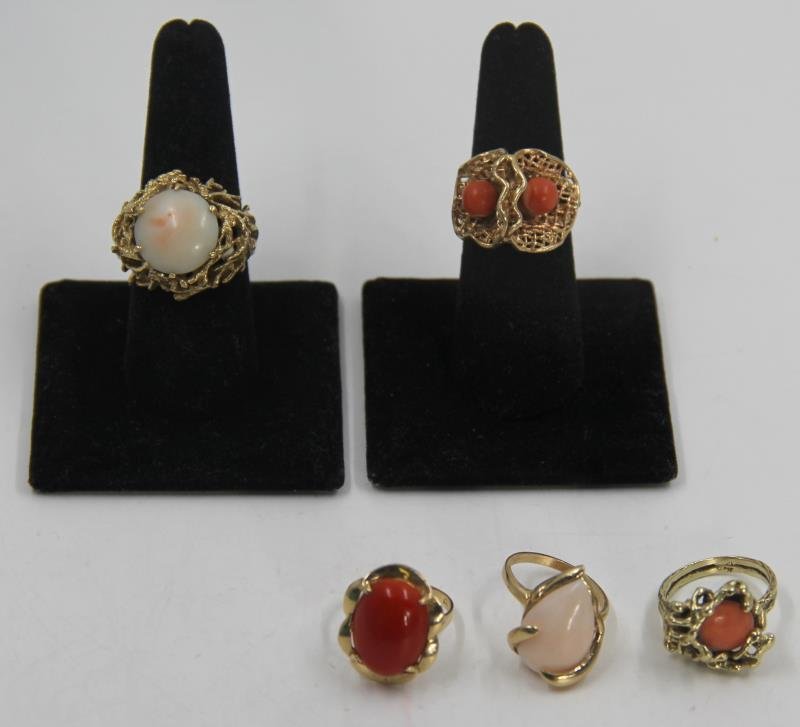 JEWELRY. Coral Ring Grouping. (1 of 7)