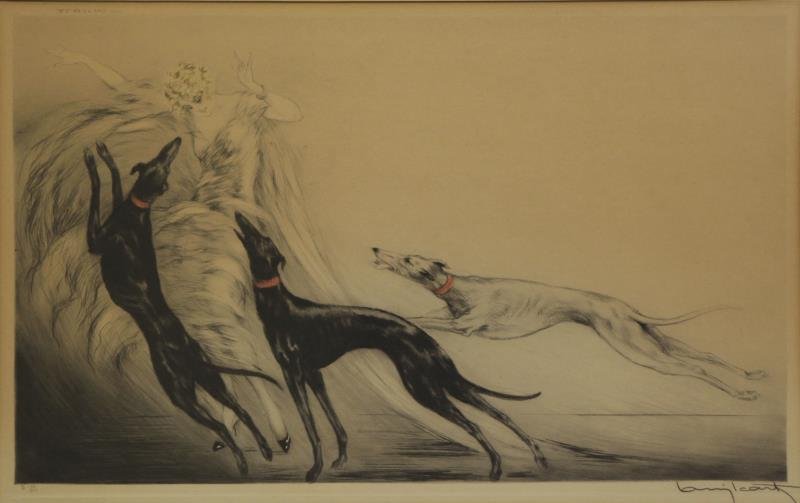 ICART, Louis. Color Etching & Aquatint "Coursing (1 of 7)