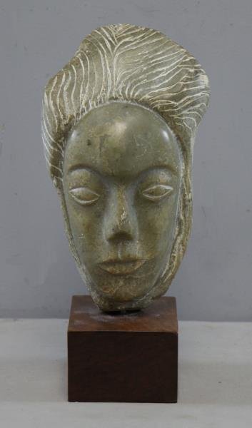 Unsigned Carved Stone Female Head. (1 of 5)