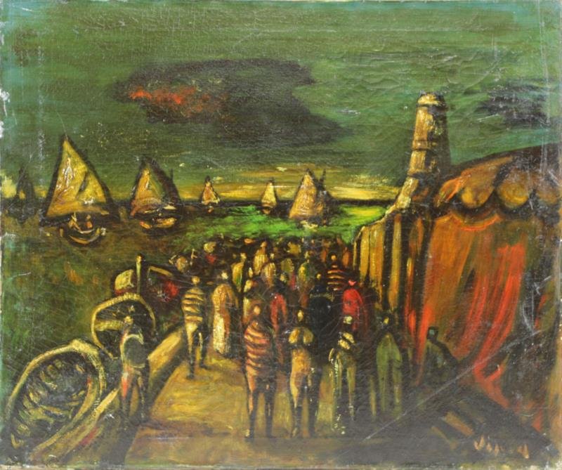 VIGNY, Sylvain. Oil on Canvas. Figures on the (1 of 3)