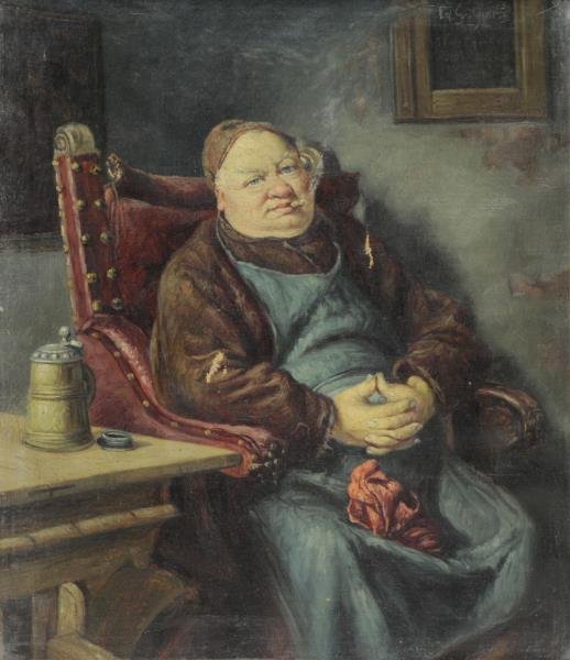 VON GRUTZNER, Eduard. Oil on Canvas. Monk Smoking. (1 of 6)
